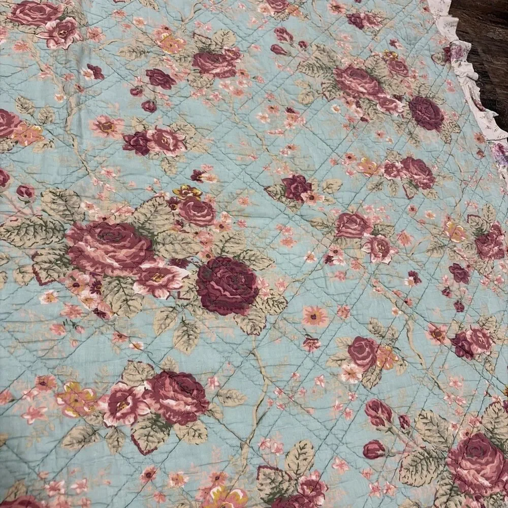 Greenland Home Floral Quilt Throw Blanket W/sham Pink Roses Cottagecore 54x60